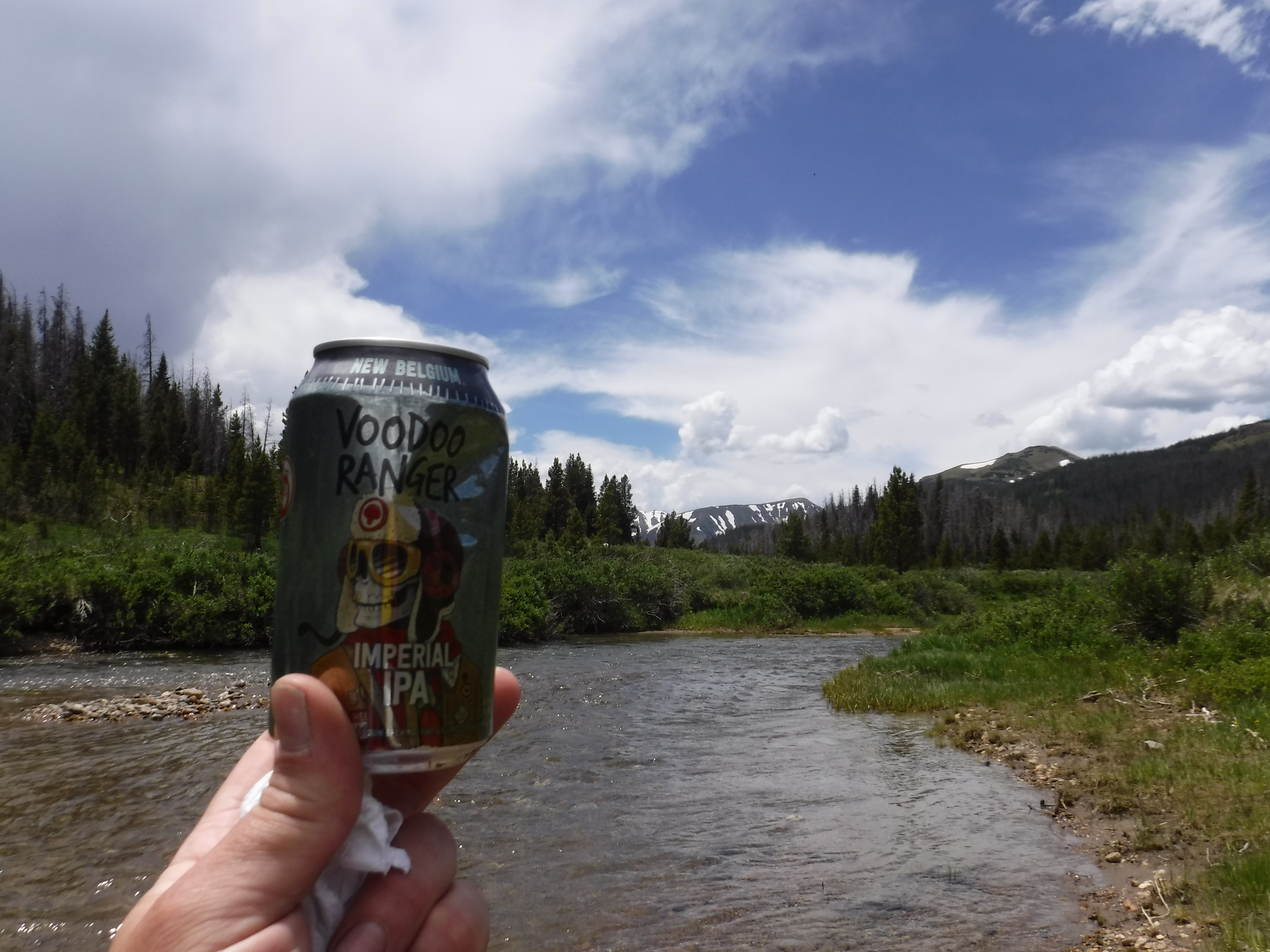 New Belgium beer on a Colorado creek