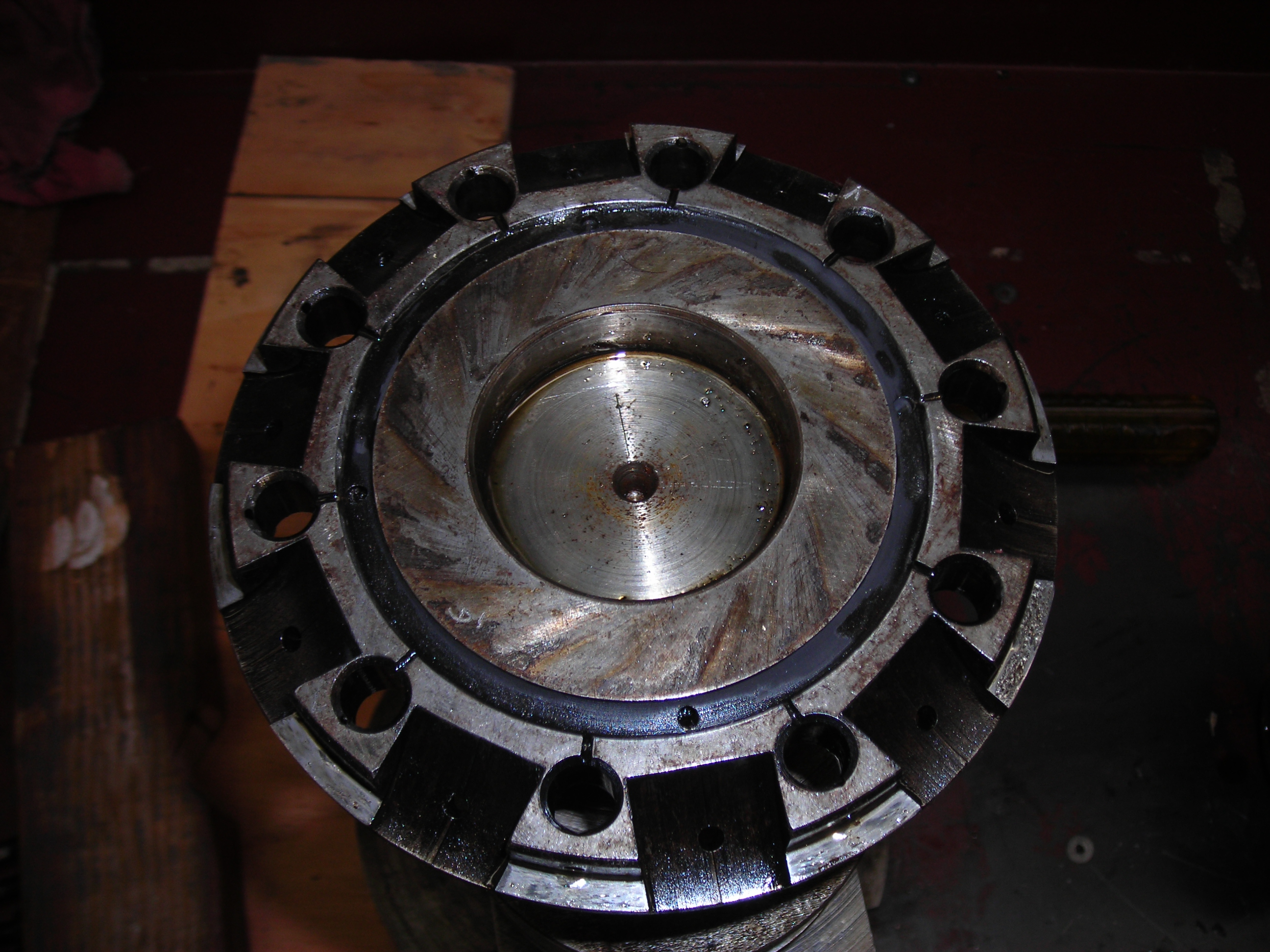 An original 8C2300 crankshaft center flange.