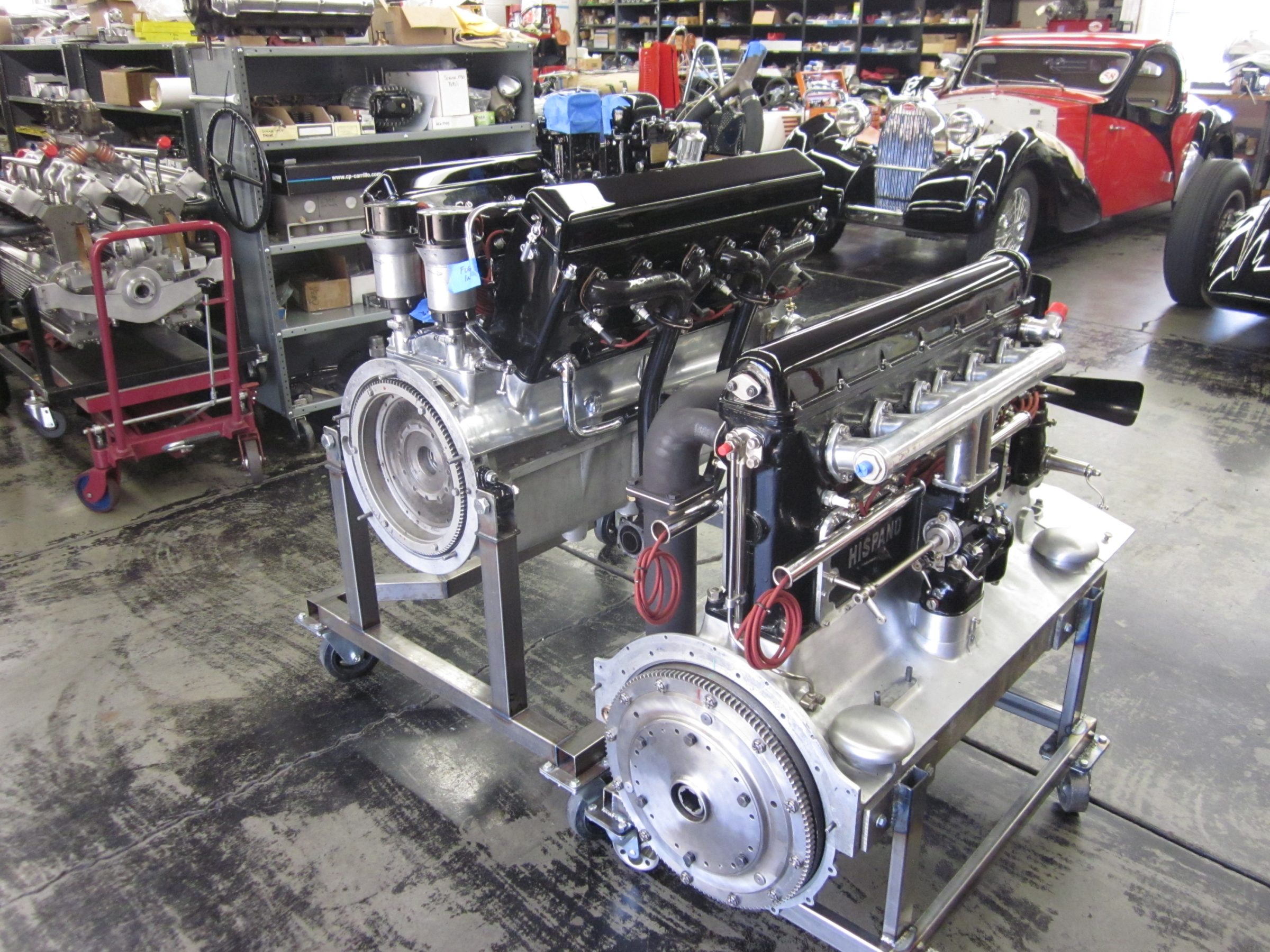 A pair of Hispano-Suiza engines, a Bugatti Type 57 and a Miller U-16