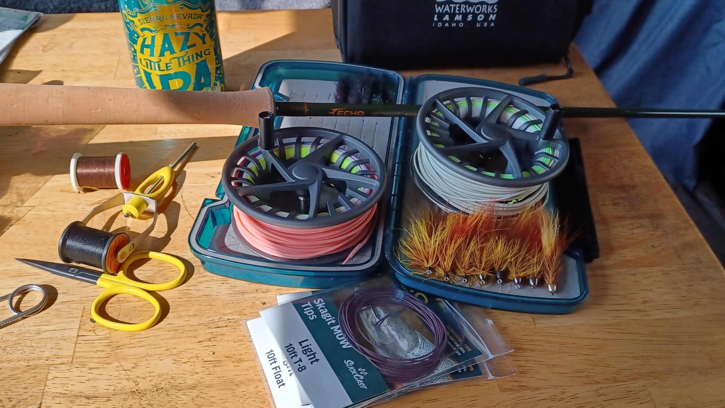 A box of new flies for Bakers Hole with some trout spey gear