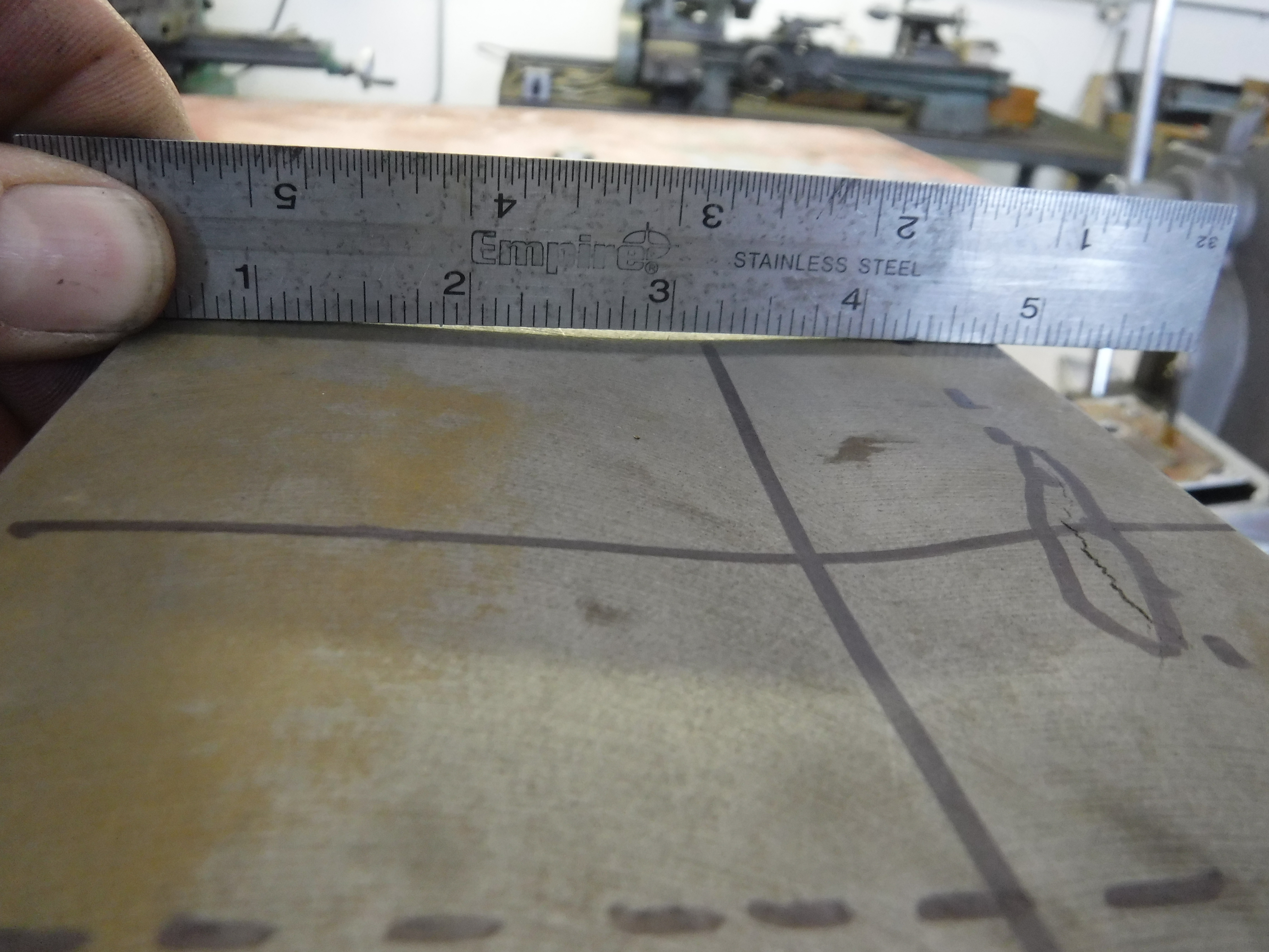 Damaged block rear face